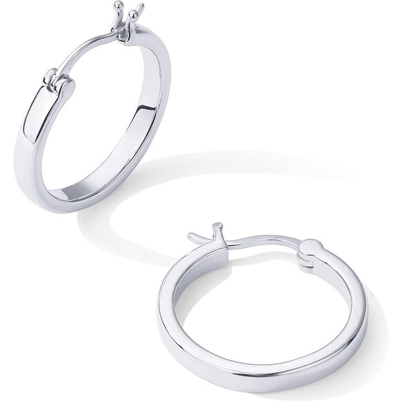 925 Sterling Silver Post Lightweight 20mm Hypoallergic Hoops Earrings for Women - Picture 3 of 6